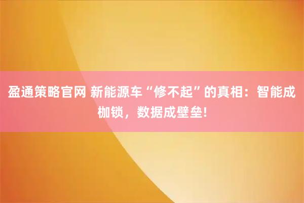 盈通策略官网 新能源车“修不起”的真相：智能成枷锁，数据成壁垒!